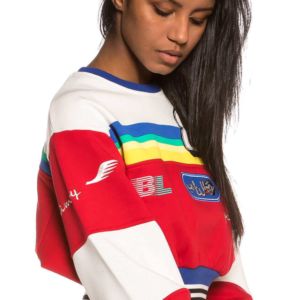 GRIMEY ARCH RIVAL CROP CREWNECK RED