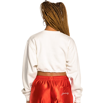 GRIMEY THE LOOT GIRL CROP CREWNECK WHITE