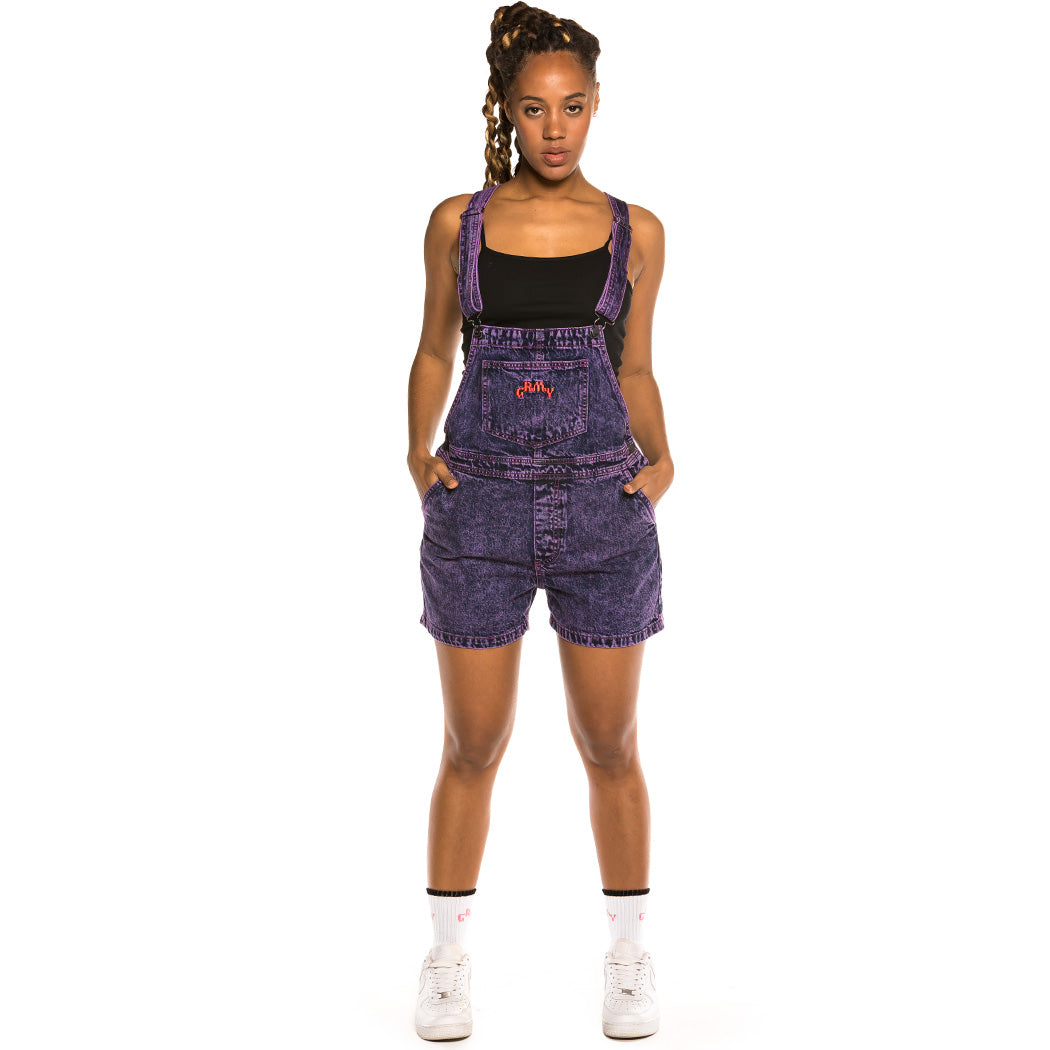 GRIMEY LIVEUTION GIRL SHORT DENIM OVERALL PURPLE