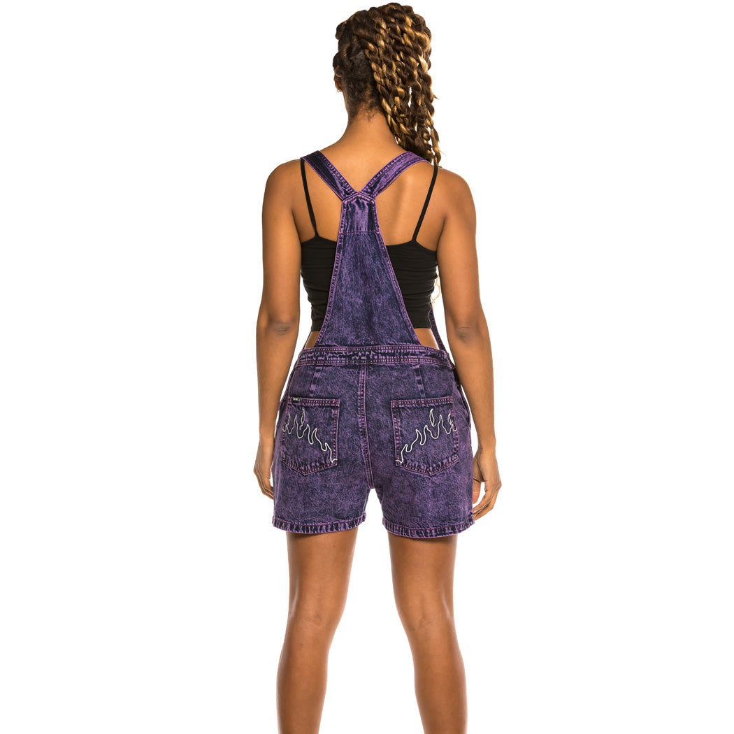 GRIMEY LIVEUTION GIRL SHORT DENIM OVERALL PURPLE