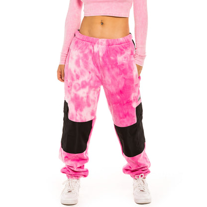 GRIMEY SPACE LADY GIRL POLAR FLEECE BLEACHED PANTS BLEACHED PINK