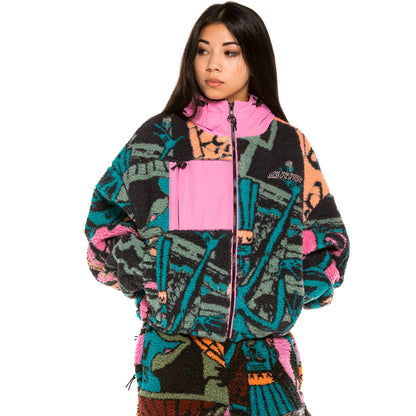GRIMEY SPACE LADY GIRL HOOD SHERPA JACKET BLUE