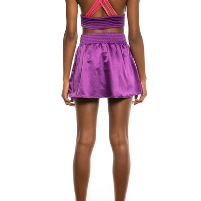 GRIMEY YOGA FIRE GIRL MINI SKIRT PURPLE