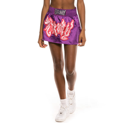 GRIMEY YOGA FIRE GIRL MINI SKIRT PURPLE