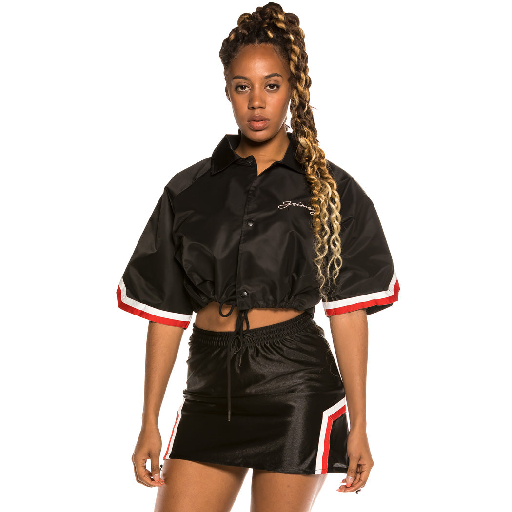 GRIMEY THE LOOT GIRL SHORT SLEEVE COACH JACKET BLACK