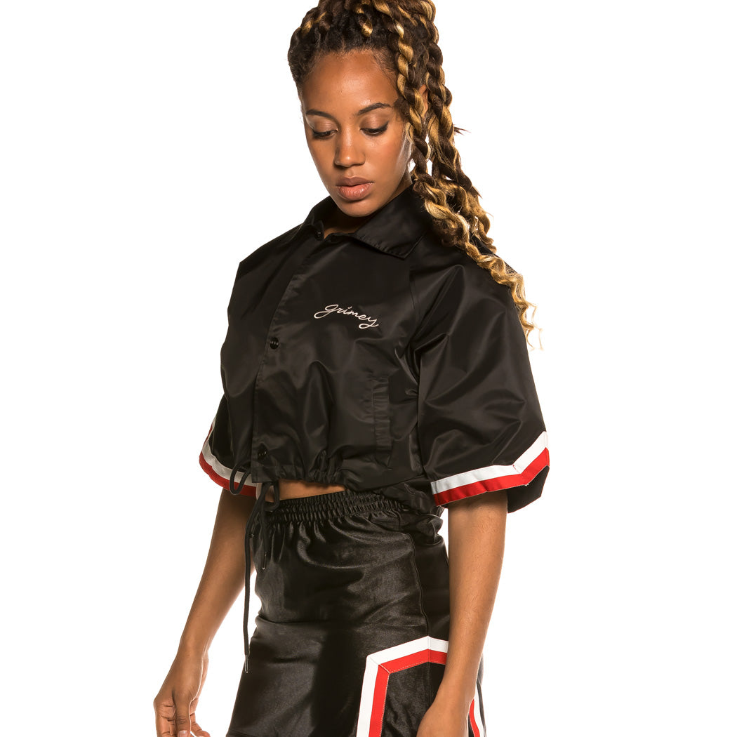 GRIMEY THE LOOT GIRL SHORT SLEEVE COACH JACKET BLACK