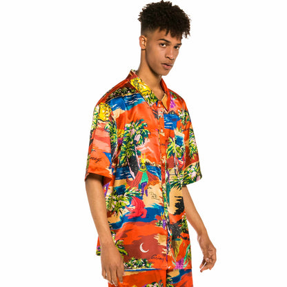 GRIMEY OCEAN GATEWAYS BUTTON UP SHIRT RED