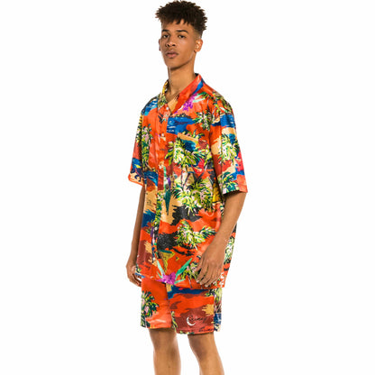 GRIMEY OCEAN GATEWAYS BUTTON UP SHIRT RED