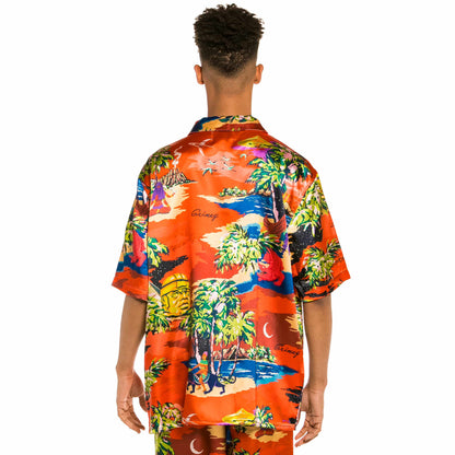 GRIMEY OCEAN GATEWAYS BUTTON UP SHIRT RED