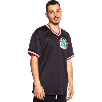 GRIMEY HOPE UNSEEN V NECK MESH TEE BLACK