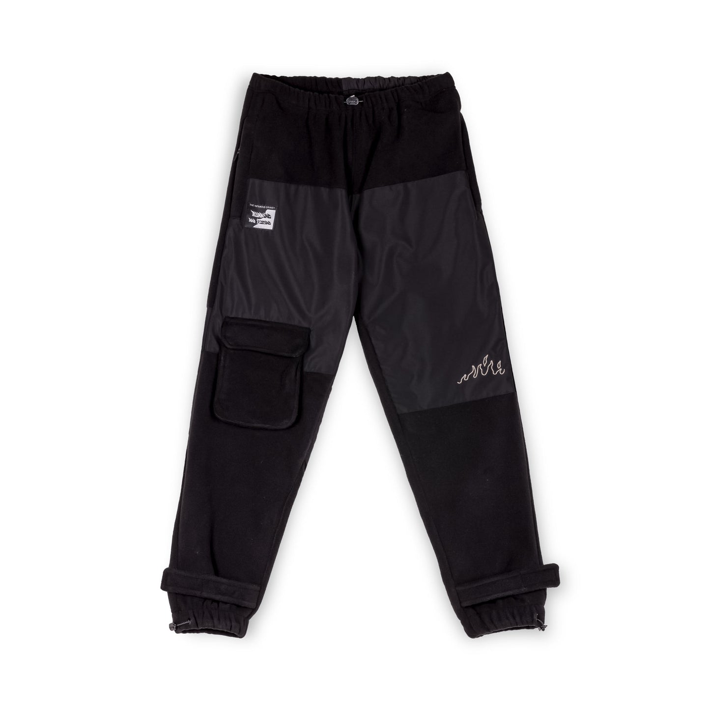 GRIMEY SNOW FOX POLAR FLEECE TRACK PANTS BLACK