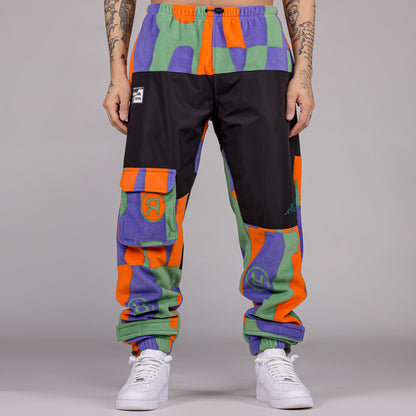 GRIMEY SNOW FOX ALL OVER PRINT POLAR FLEECE TRACK PANTS MULTICOLOR