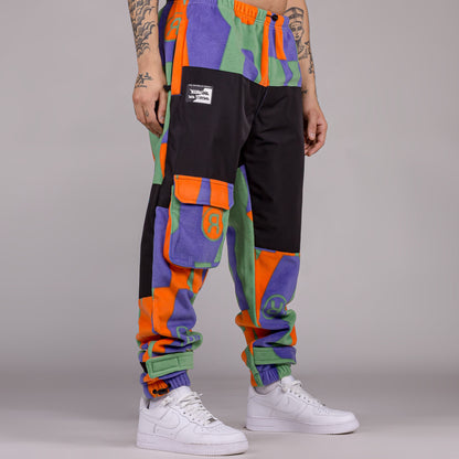 GRIMEY SNOW FOX ALL OVER PRINT POLAR FLEECE TRACK PANTS MULTICOLOR