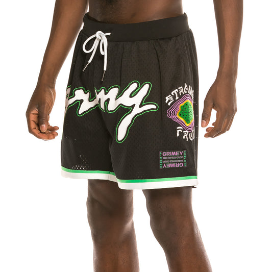 GRIMEY STRANGE FRUIT MESH SHORTS BLACK