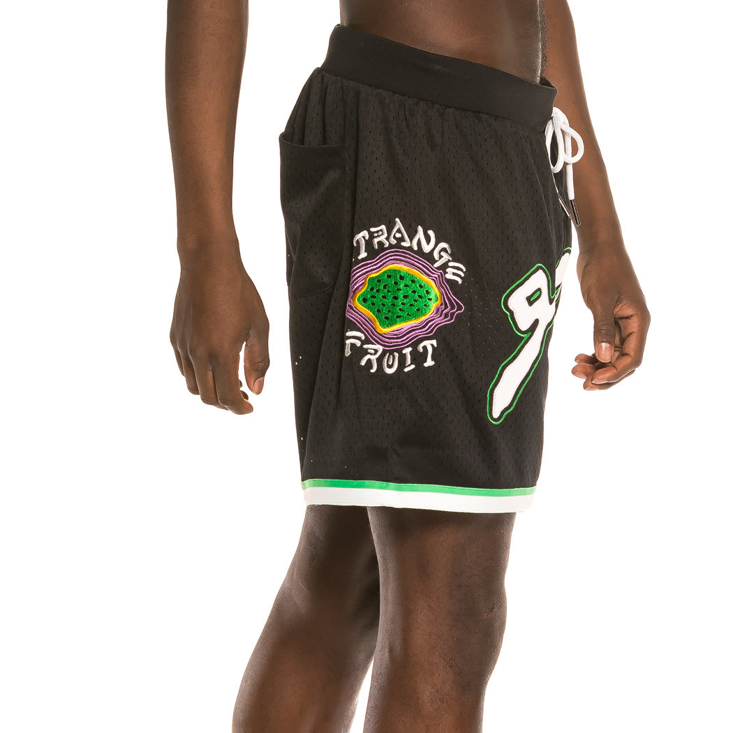 GRIMEY STRANGE FRUIT MESH SHORTS BLACK