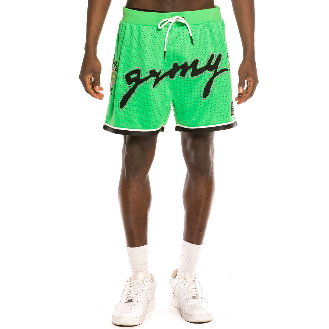 GRIMEY STRANGE FRUIT MESH SHORTS GREEN