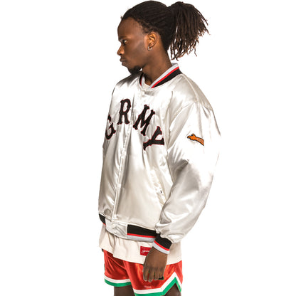 GRIMEY THE LOOT REVERSIBLE SATIN JACKET WHITE