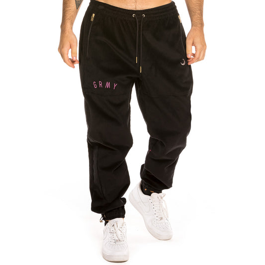 GRIMEY NITE MARAUDER CORDUROY TRACK PANTS BLK