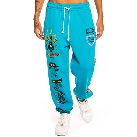 GRIMEY DESTROY ALL FEAR SWEATPANTS BLUE