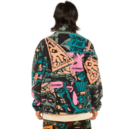 GRIMEY SPACE LADY SHERPA JACKET BLUE