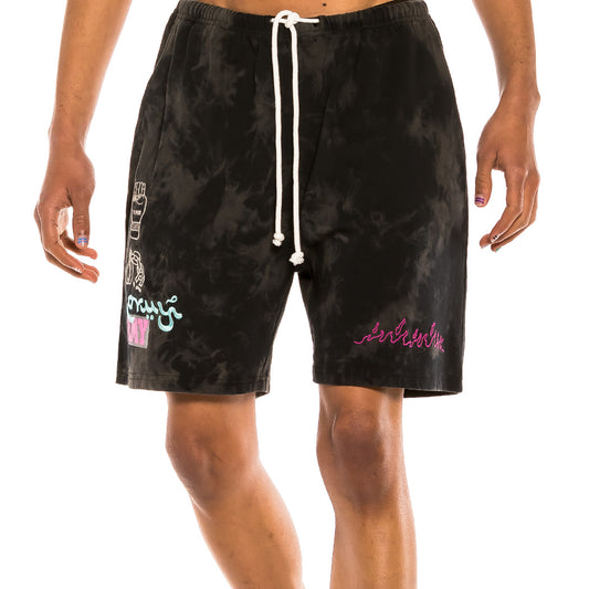 GRIMEY DAY DREAMER BLEACHED SWEATSHORTS BLEACHED BLACK