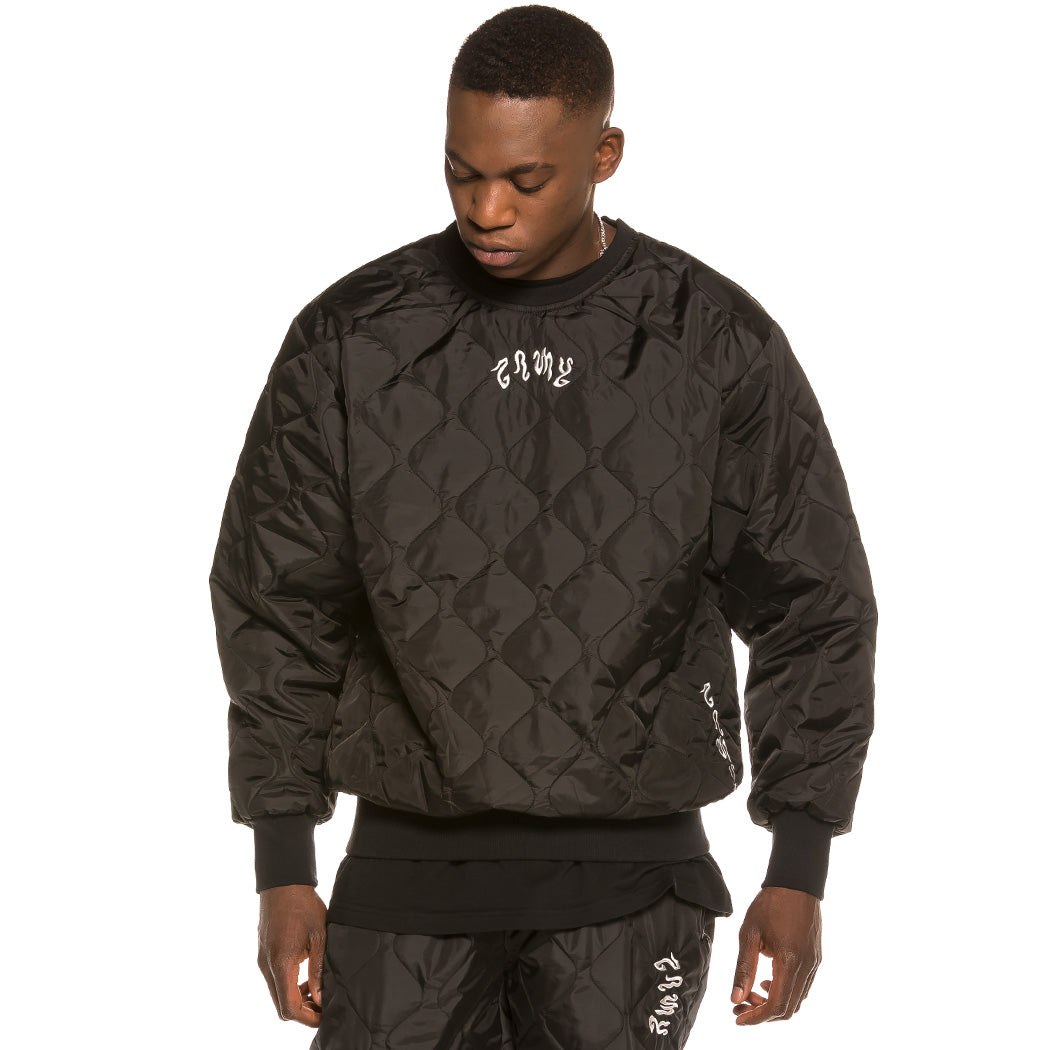 GRIMEY YOGA FIRE PADDED CREWNECK BLK