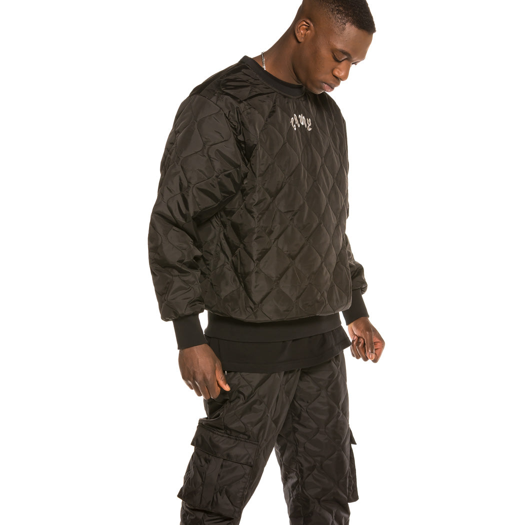 GRIMEY YOGA FIRE PADDED CREWNECK BLK