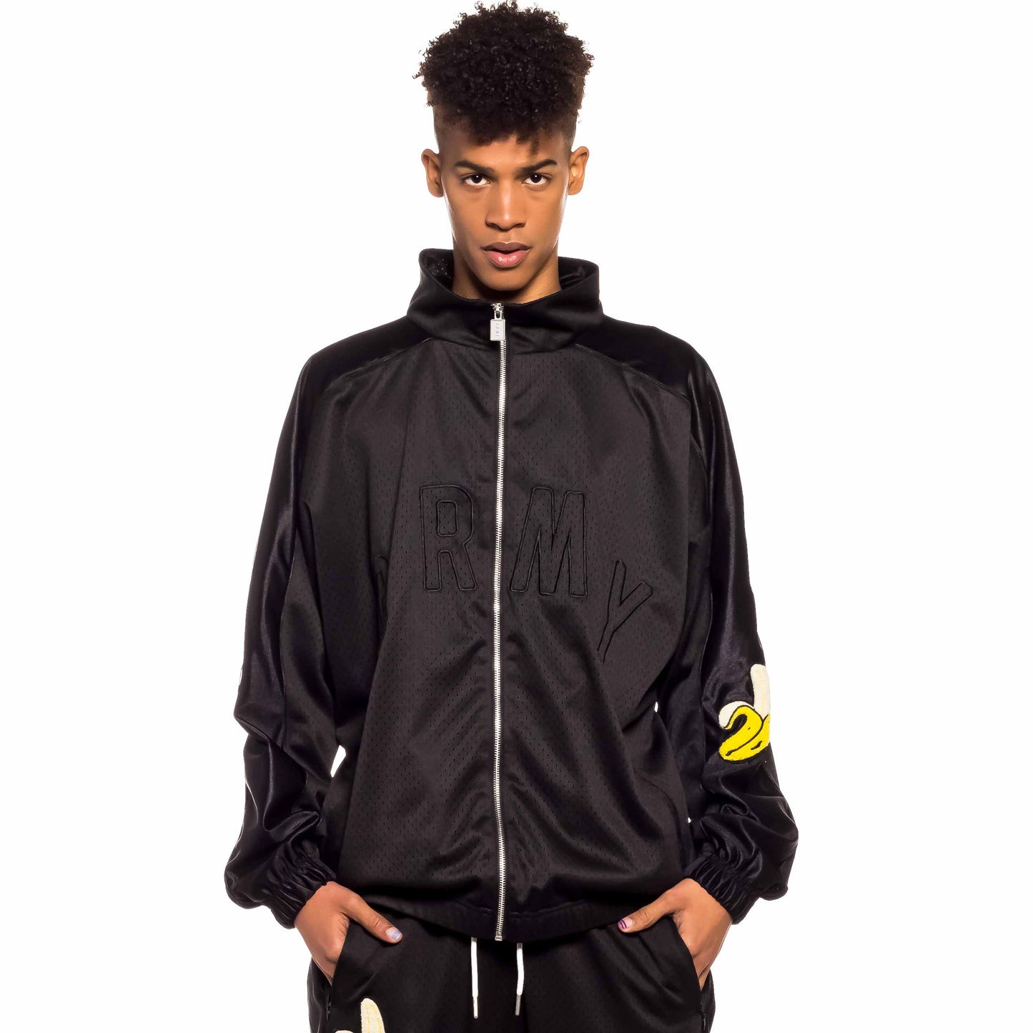 GRIMEY JUNGLE PUNCH MESH TRACK JACKET BLACK