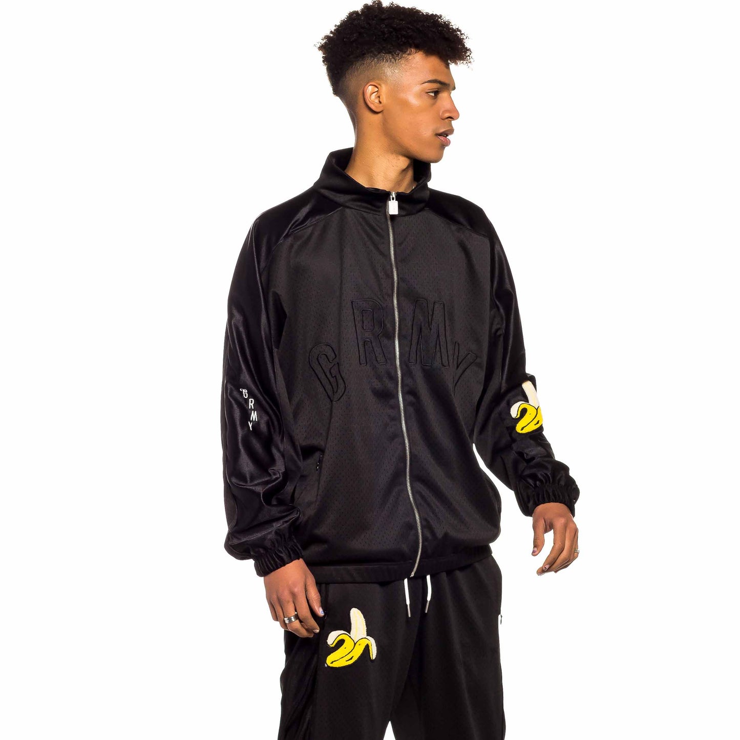 GRIMEY JUNGLE PUNCH MESH TRACK JACKET BLACK