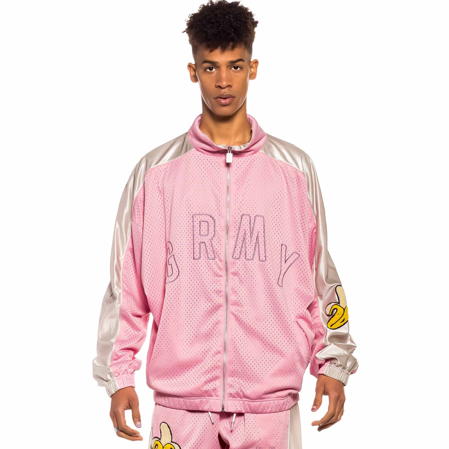 GRIMEY JUNGLE PUNCH MESH TRACK JACKET PINK