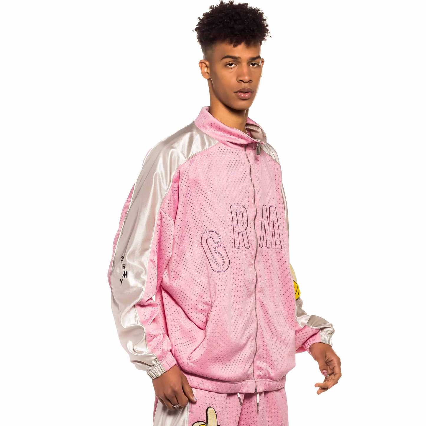 GRIMEY JUNGLE PUNCH MESH TRACK JACKET PINK